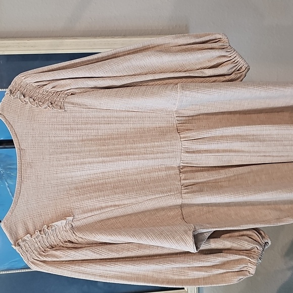 Cream Tan Boho Tunic with Lace Detail Womens Oversized Small - Picture 5 of 5